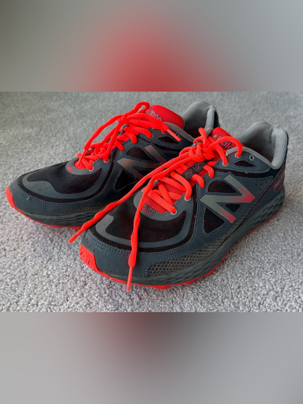 New Balance Sneakers - Gray with Bright Red Accents